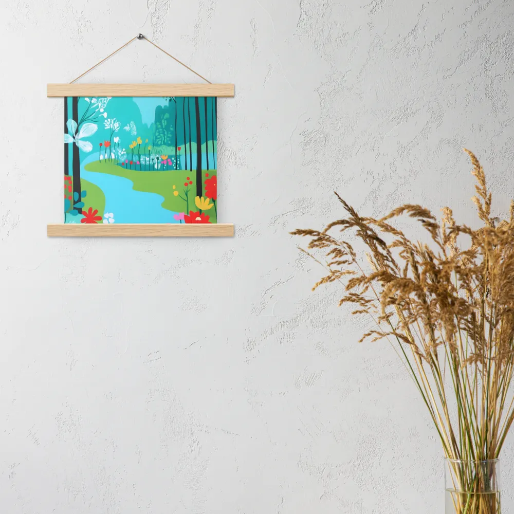 Whispers of Spring: A Colorful Retreat | Poster With Oak Wood Hanger | 10″×10″