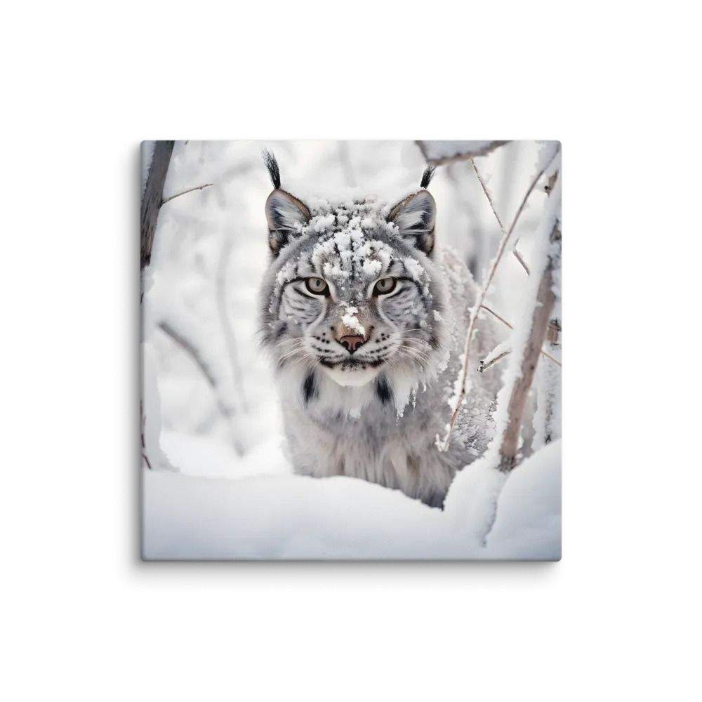 Whispers of Winter: The Lynx in Snow | Canvas | 28″×28″
