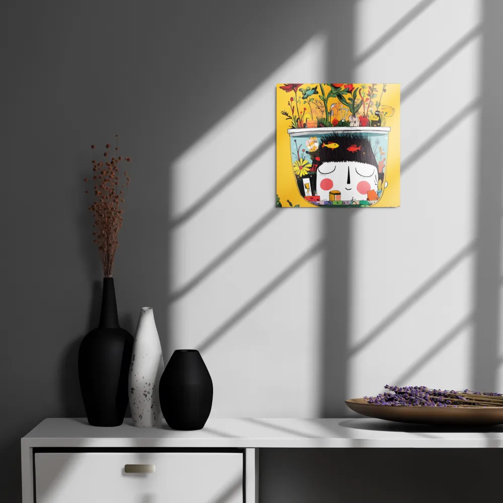 Whimsical Garden Head | Metal Print | 12″×12″
