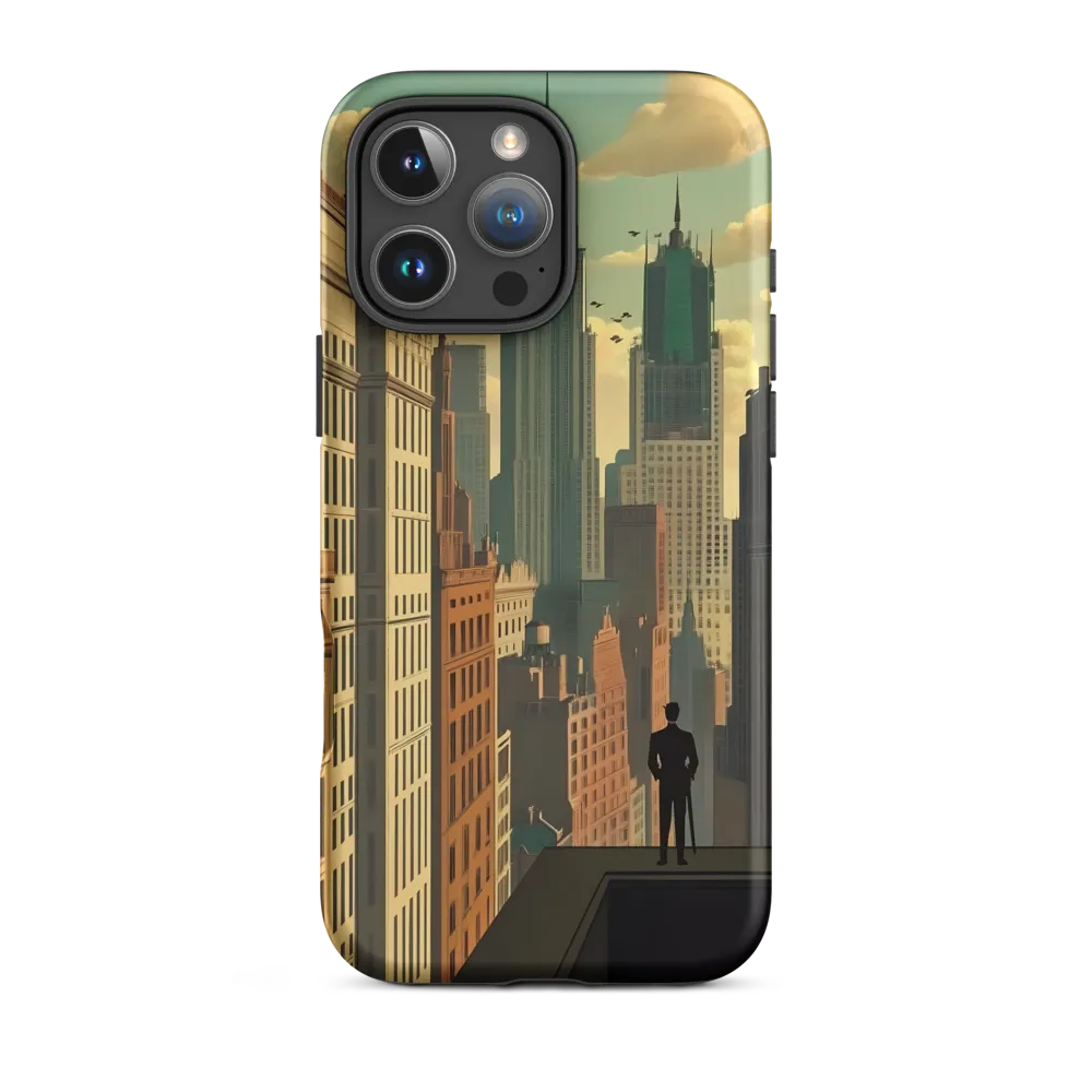 Urban Dreams: A Silhouette in Art Deco Cityscape
