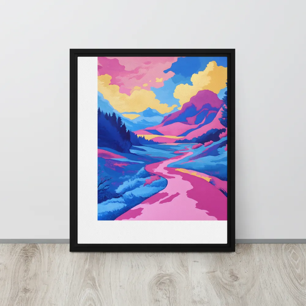 Dreamscape: The Serene River | Canvas with Black Frame | 16″×20″