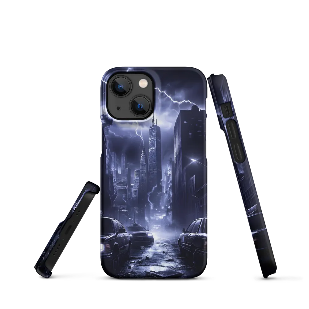 Stormy Cityscape: Shadows of the Night | Phone Case |  13 Mini | Snap Case | Matte