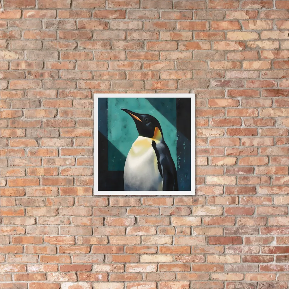 Regal Penguin 
 Poster with White Frame | 18″x 18″