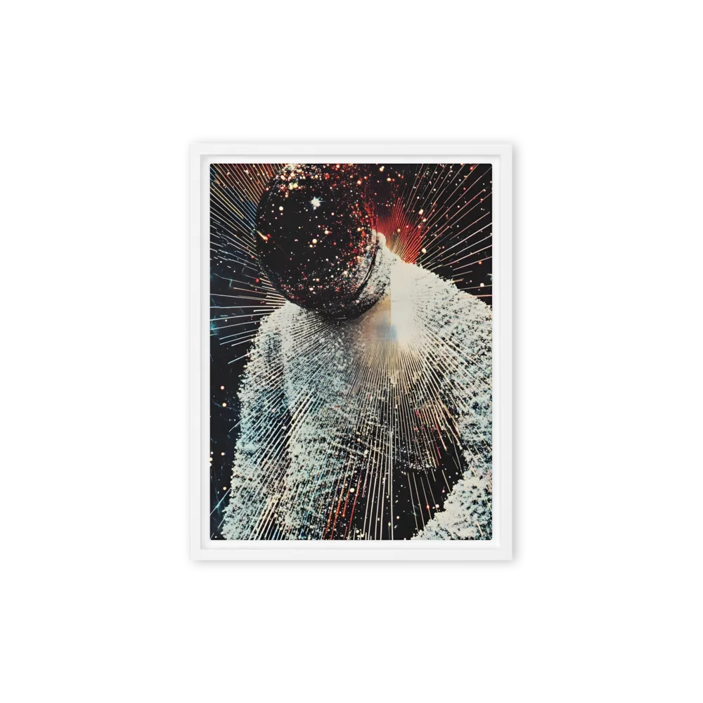 Ethereal Astronaut: A Journey Through the Cosmos | Canvas with White Frame | 9″×12″