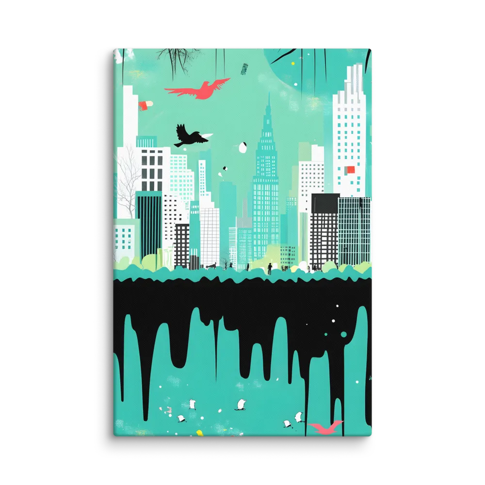 Urban Symphony: A Teal Tale | Canvas | 32″×48″