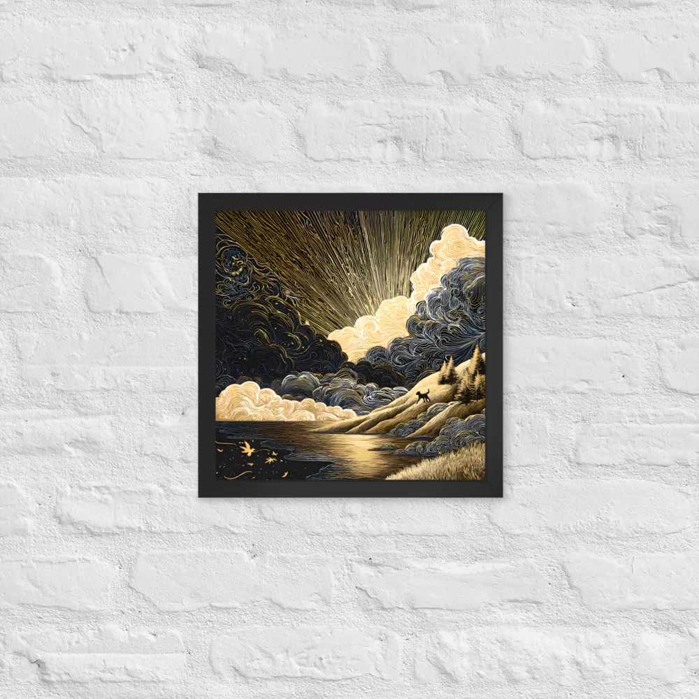 Gilded Dawn 
 Poster with Black Frame | 14″x 14″