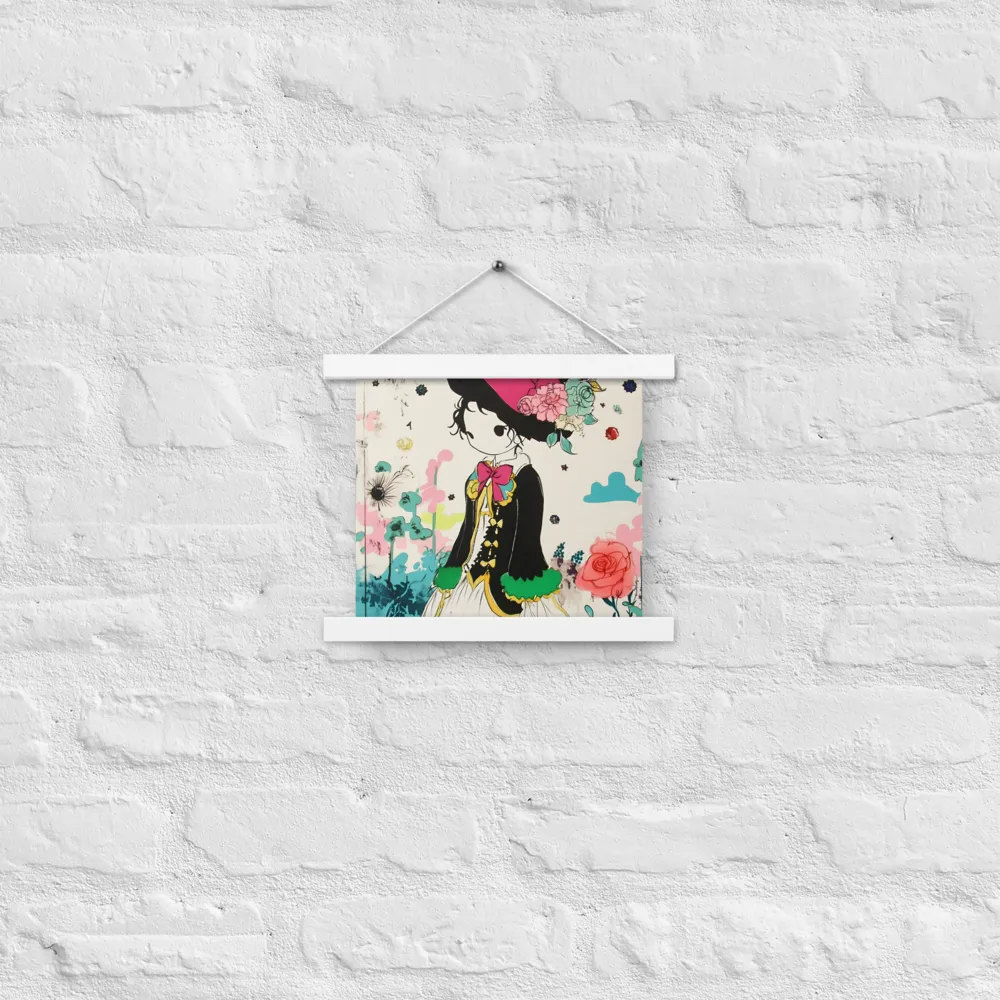 Whimsical Garden Reverie | Poster With White Wood Hanger | 10″×10″