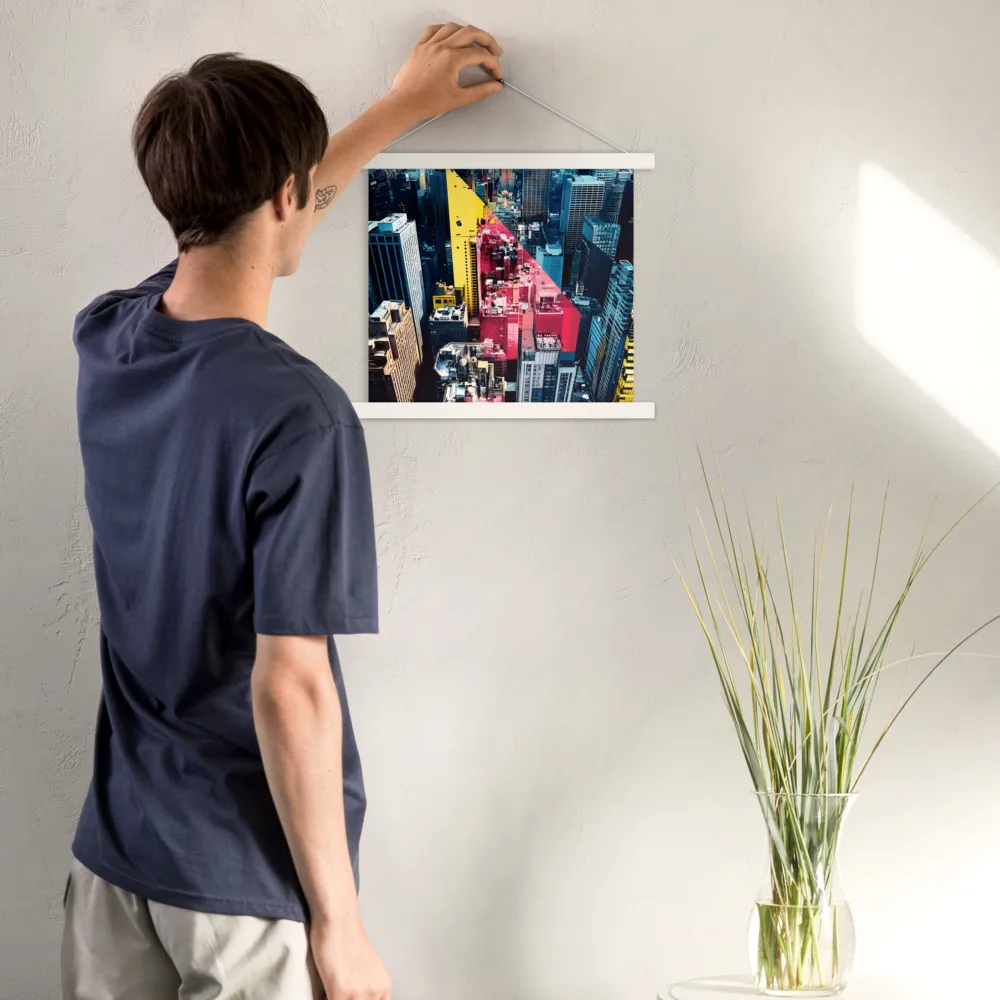 Dynamic Urban Symphony | Poster With White Wood Hanger | 14″×14″