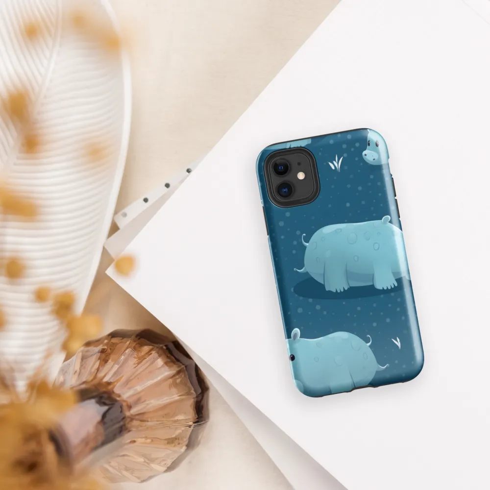 Whimsical Hippo Play | Phone Case |  11 | Tough Case | Glossy