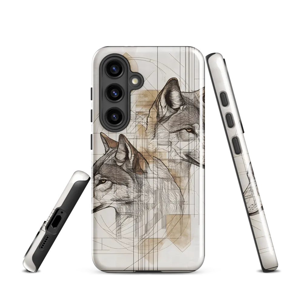 Geometric Harmony: The Essence of Wolves | Phone Case |  S24 | Tough Case | Glossy