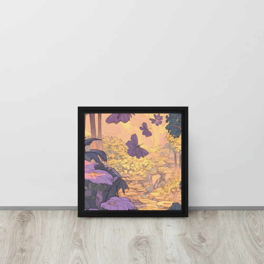 A Serene Dance of Butterflies | Canvas with Black Frame | 12″×12″