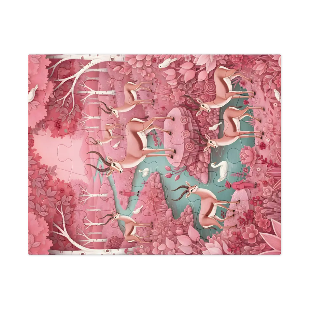 Rosy Gazelle Grove 
 Jigsaw Puzzle in Tin Box