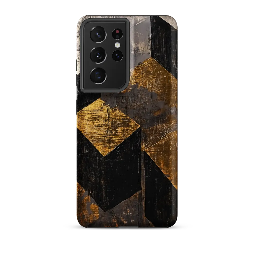 Geometric Harmony in Gold and Black | Phone Case |  S21 Ultra | Tough Case | Matte