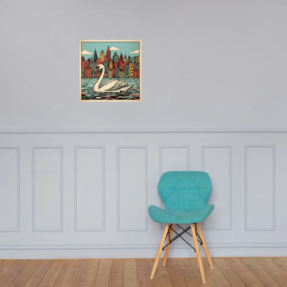 Swan in the City 
 Poster | 18″x 18″