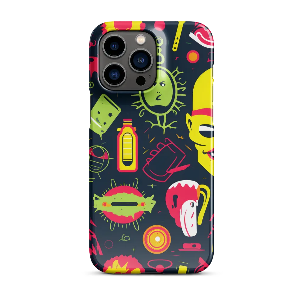 Neon Revelry: A Quirky Exploration of Modern Pop Art | Phone Case |  14 Pro Max | Snap Case | Glossy