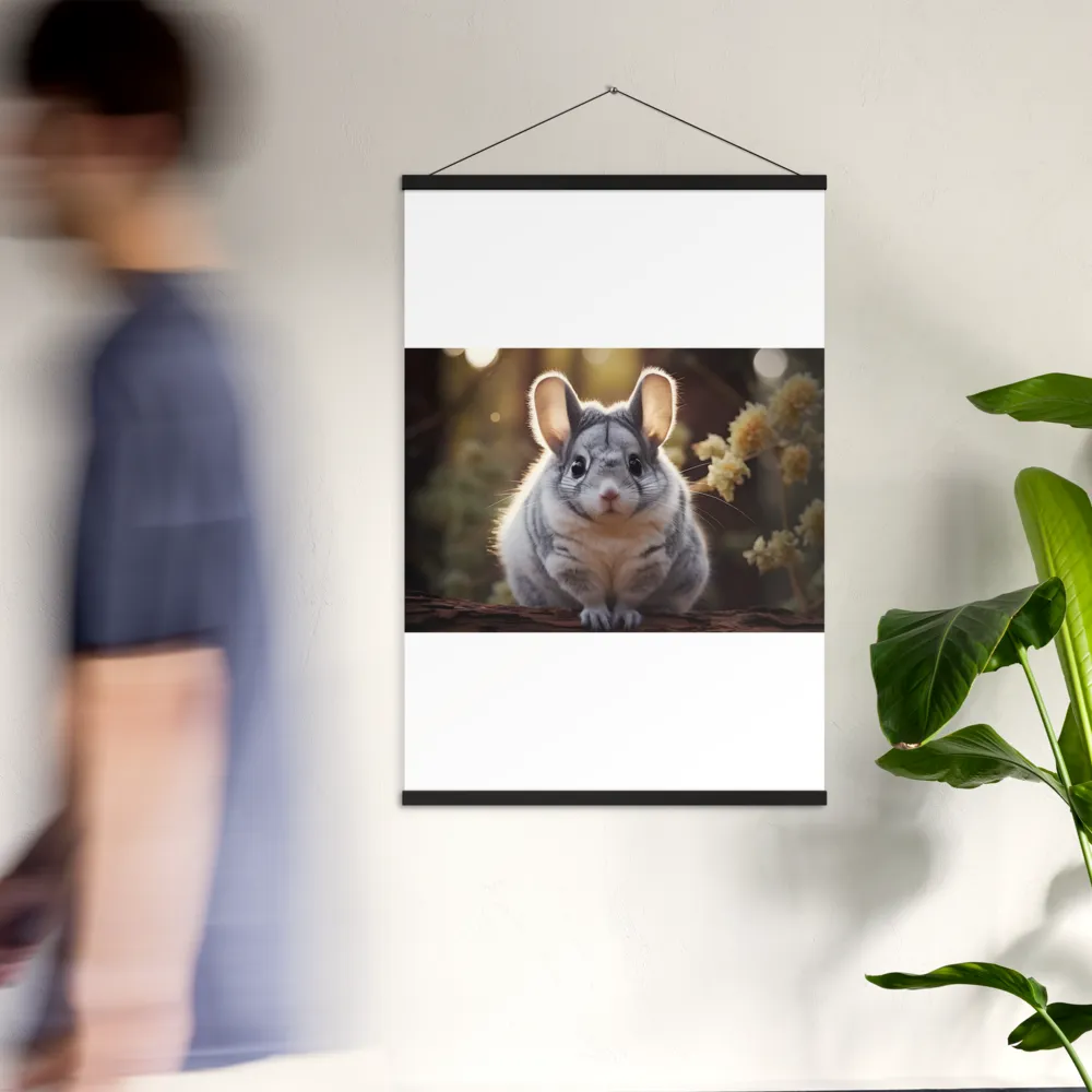 Curious Chinchilla in the Forest | Poster With Black Wood Hanger | 24″×36″