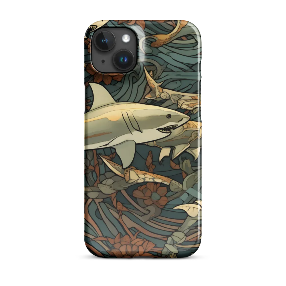 Dynamic Harmony of Sharks and Flora | Phone Case |  15 Plus | Snap Case | Glossy