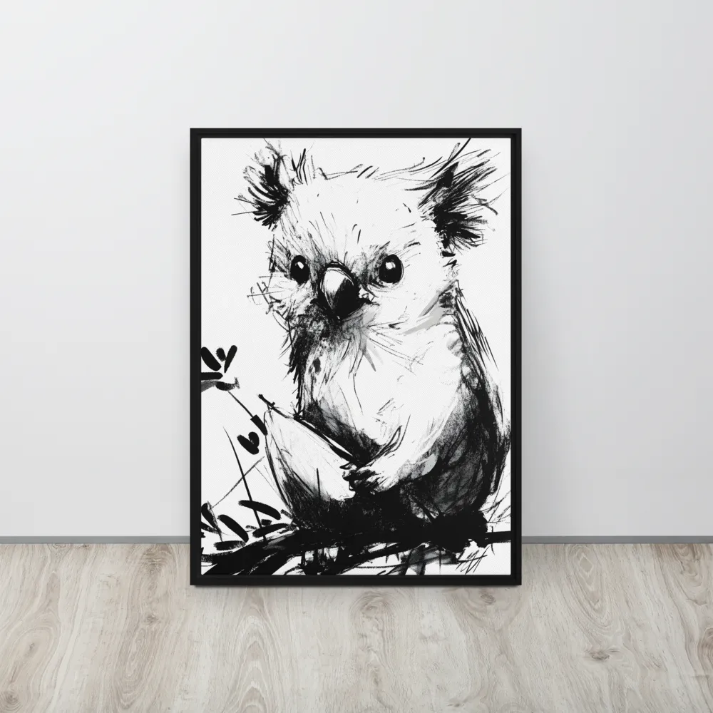 Whimsical Koala in Ink | Canvas with Black Frame | 20″×28″
