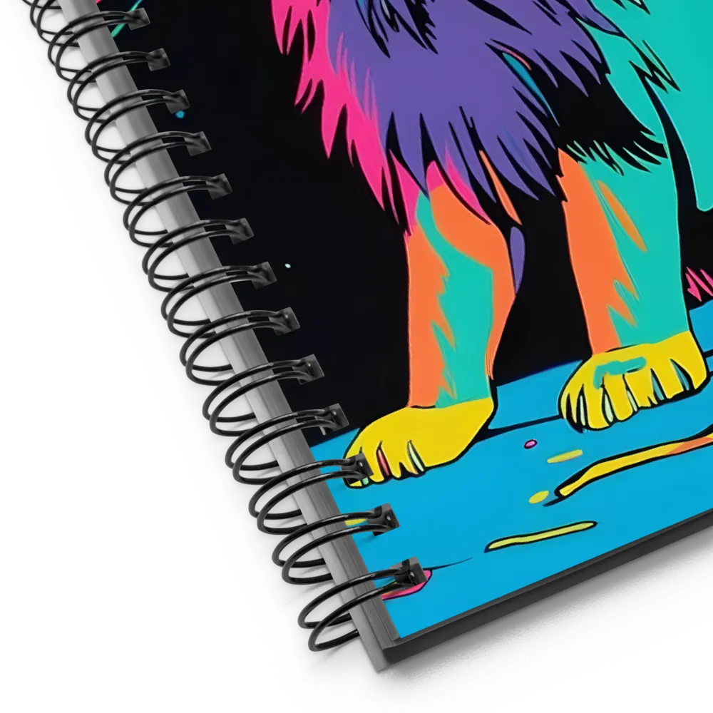 Roaring Colors: The Neon Lion | Spiral Notebook