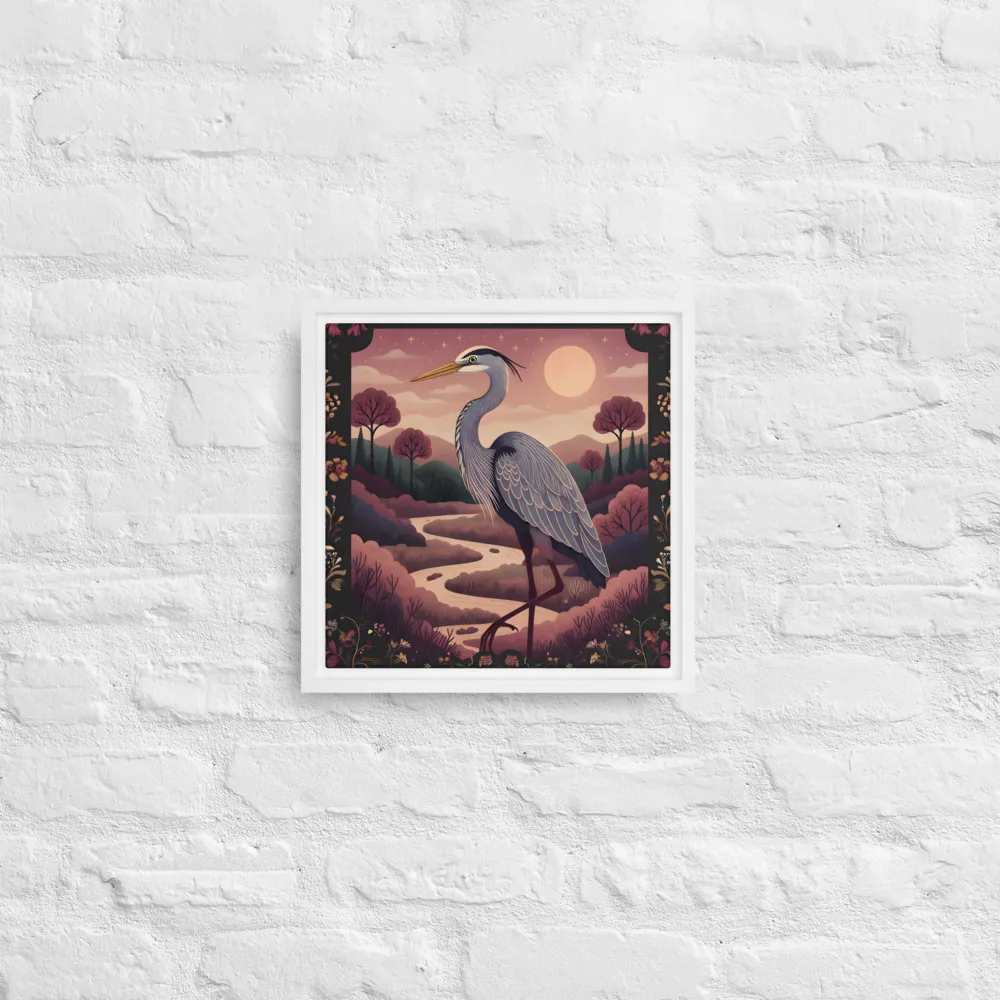 Moonlit Heron 
 Canvas with White Frame | 12″x 12″