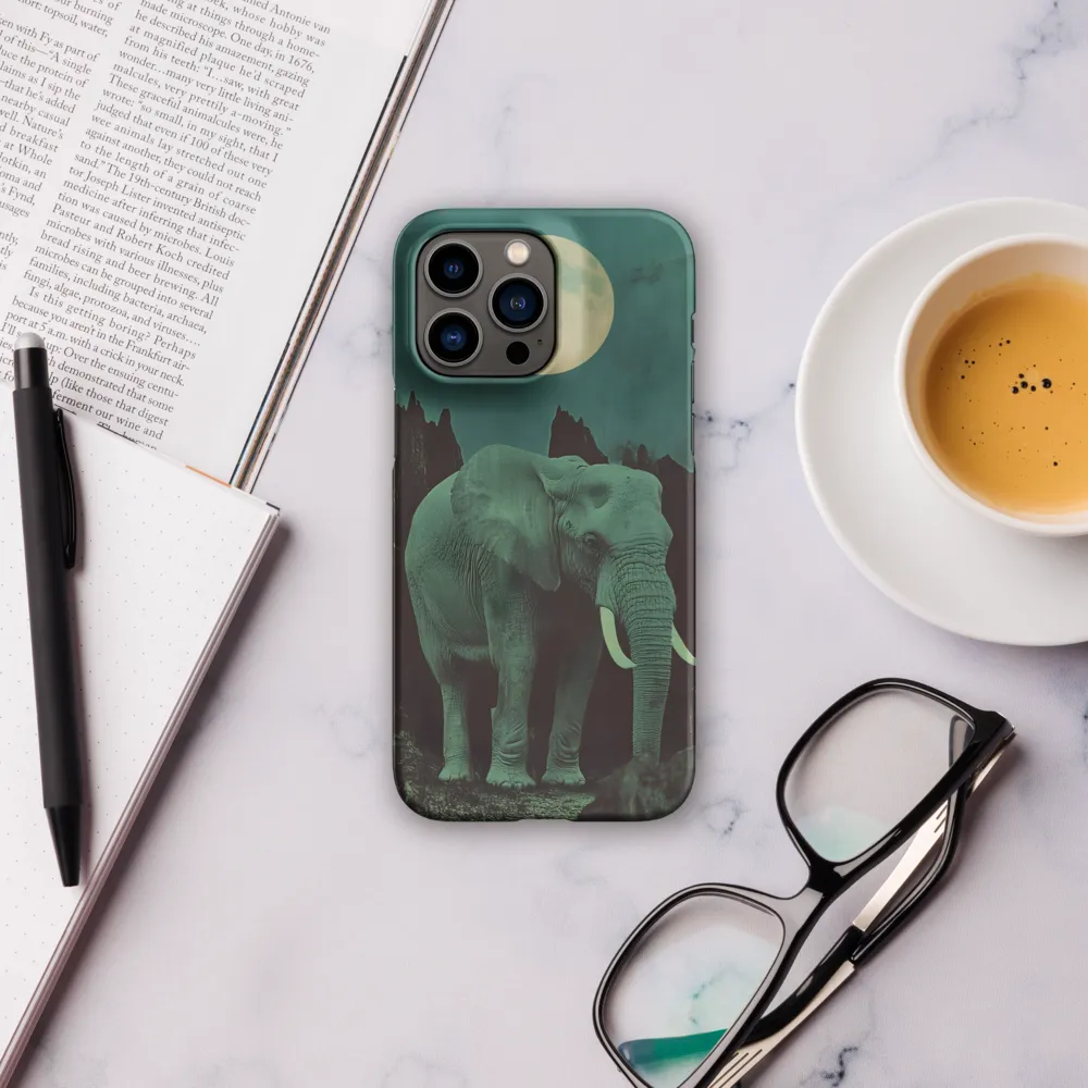 Ethereal Presence: Elephant Under a Full Moon | Phone Case |  14 Pro Max | Snap Case | Matte