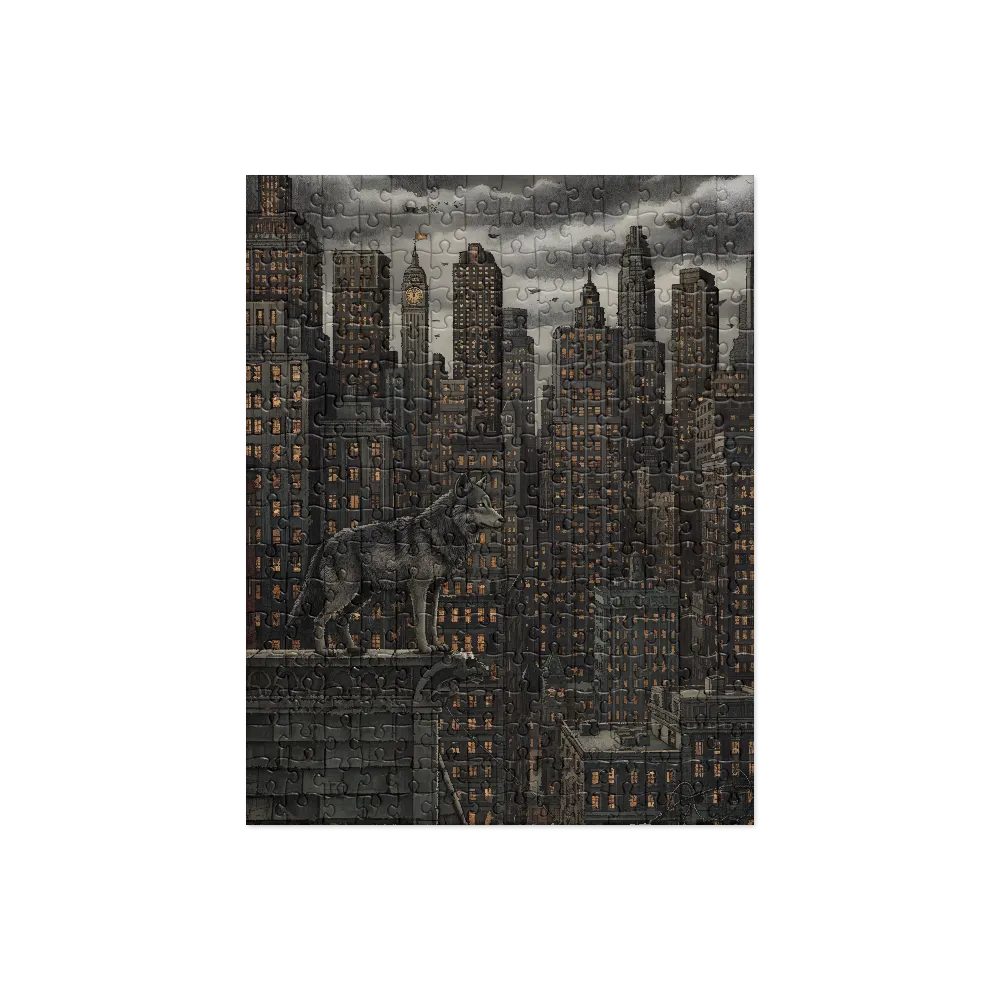 Rooftop Wolf 
 Jigsaw Puzzle