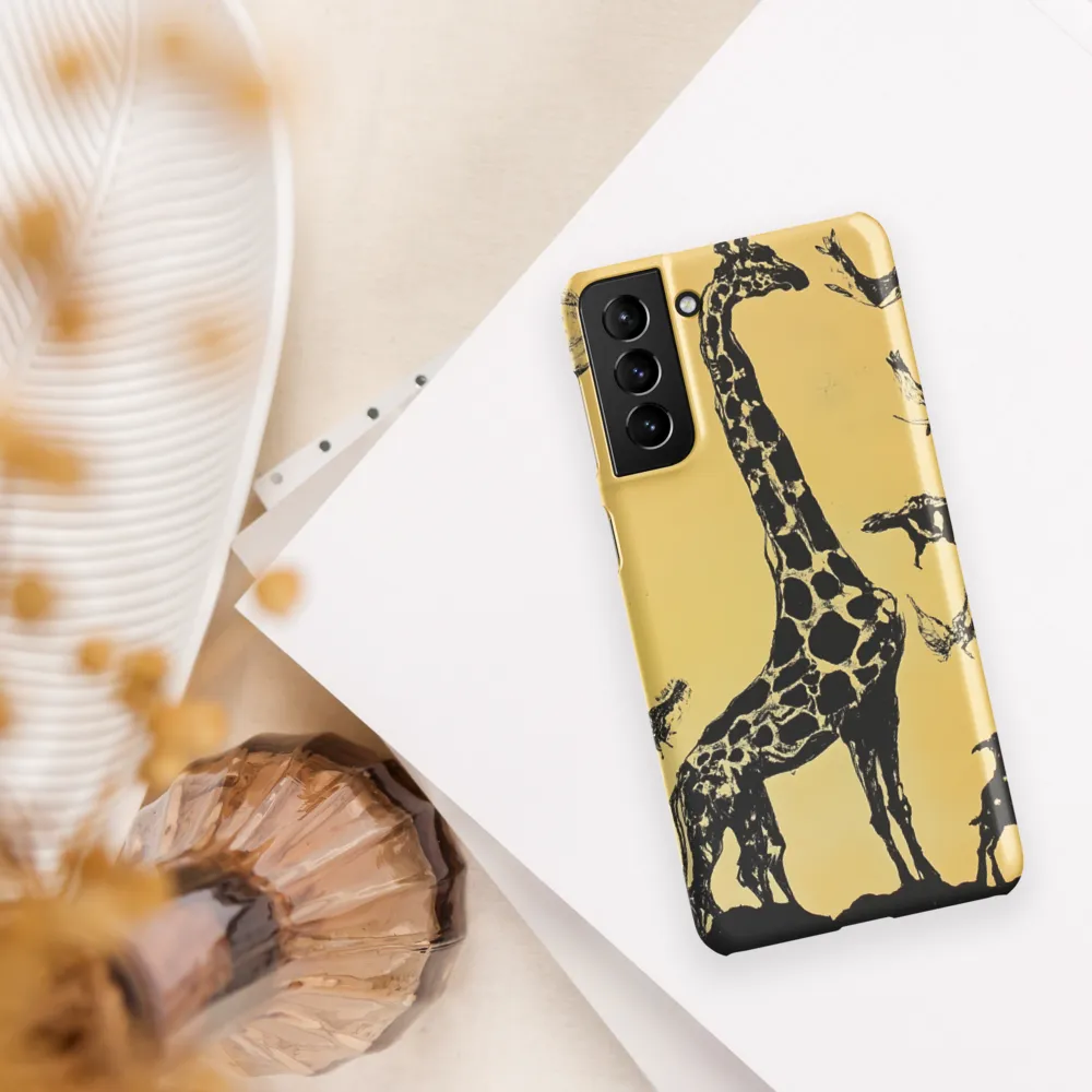 Whimsical Harmony of Giraffe and Birds