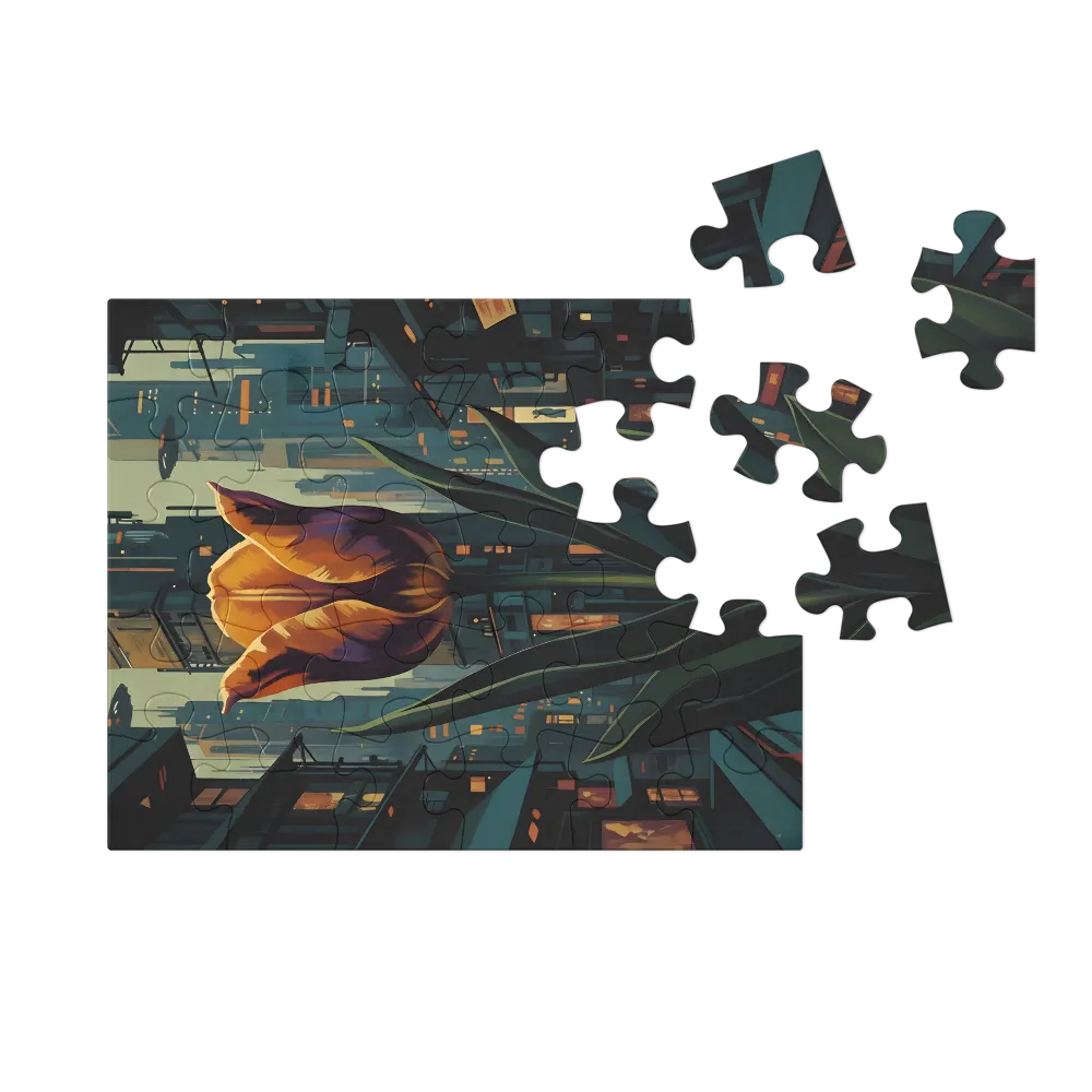 Neon City Tulip 
 Jigsaw Puzzle in Tin Box