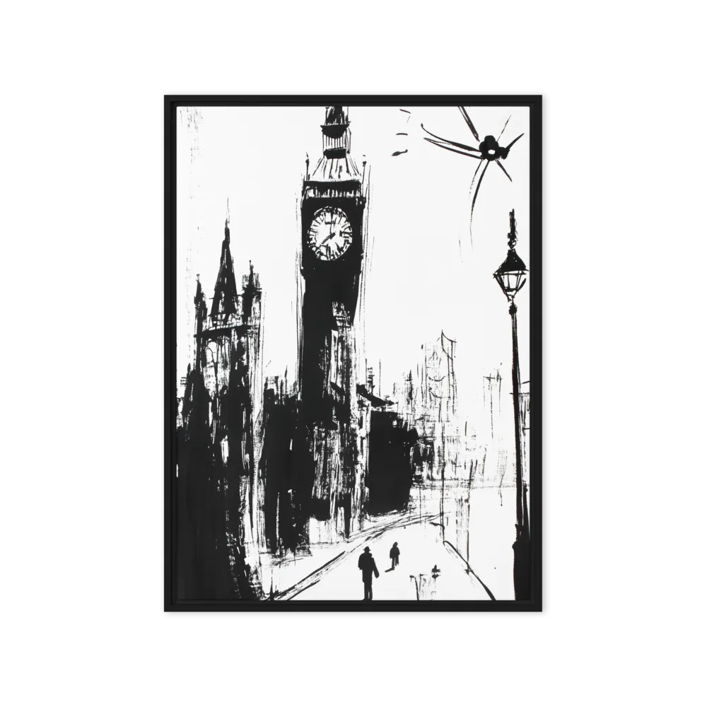 Clock Tower in Motion | Canvas with Black Frame | 20″×28″