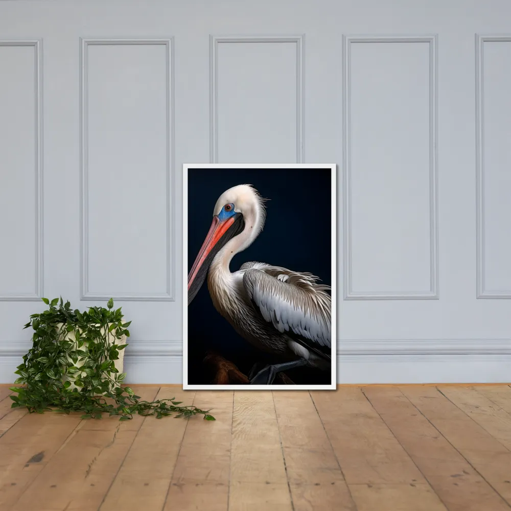 Majestic Pelican Portrait | Poster with White Frame | 24″×36″