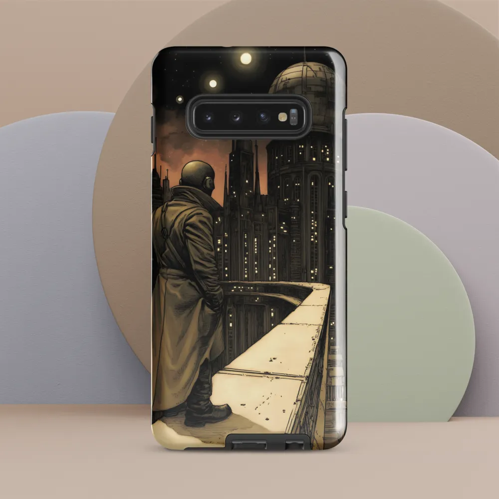 A Contemplative Gaze Over the Futuristic Metropolis | Phone Case |  S10 Plus | Tough Case | Glossy