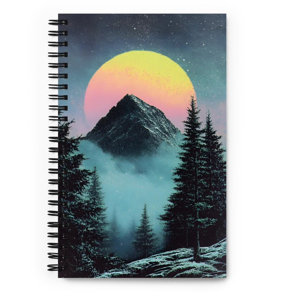 Ethereal Peaks Under Celestial Lights | Spiral Notebook