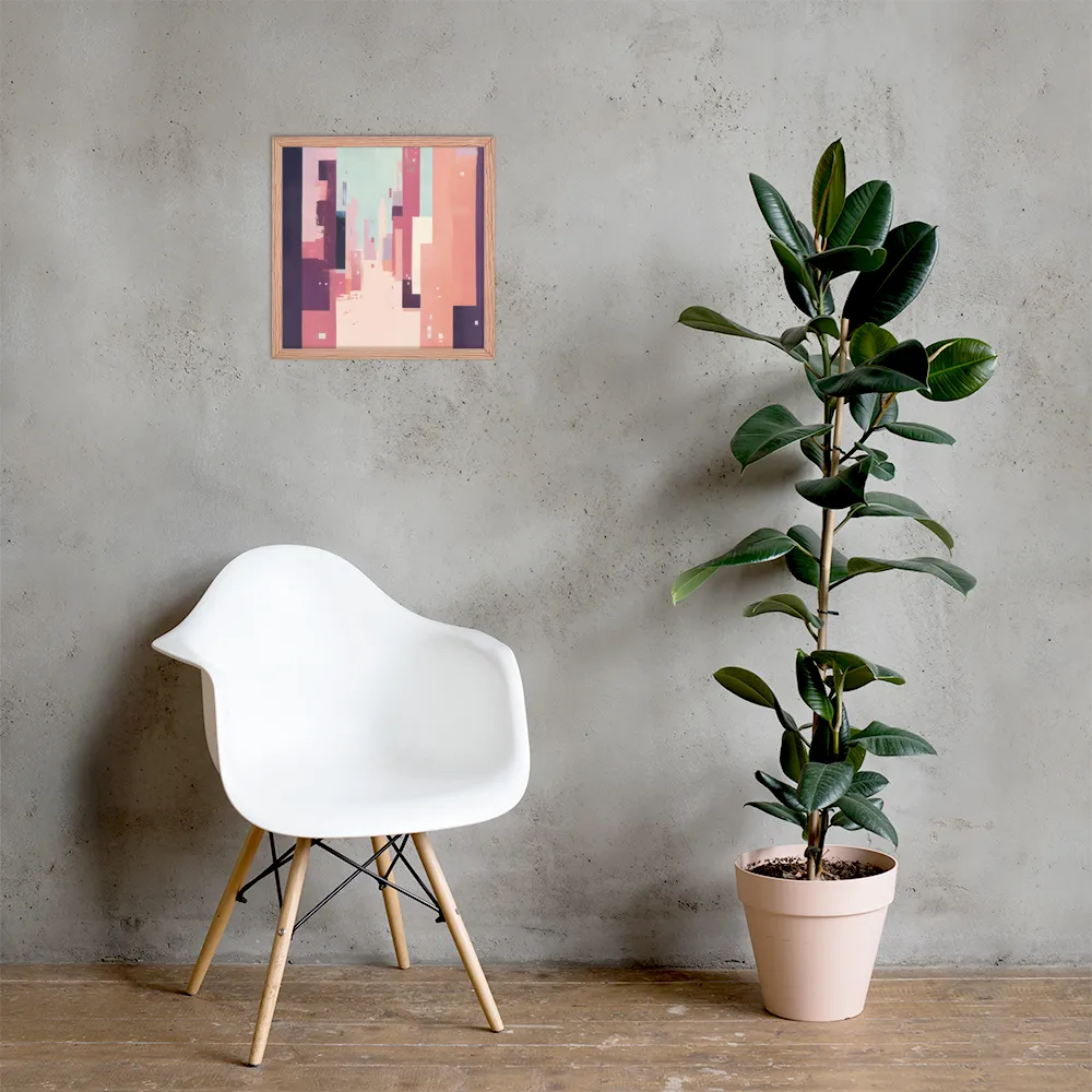 Tranquil Cityscape | Poster with Red oak Frame | 16″×16″