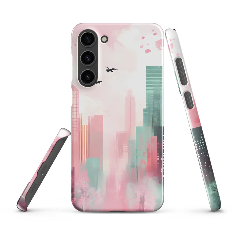 Dreamy Cityscape in Pink and Cyan