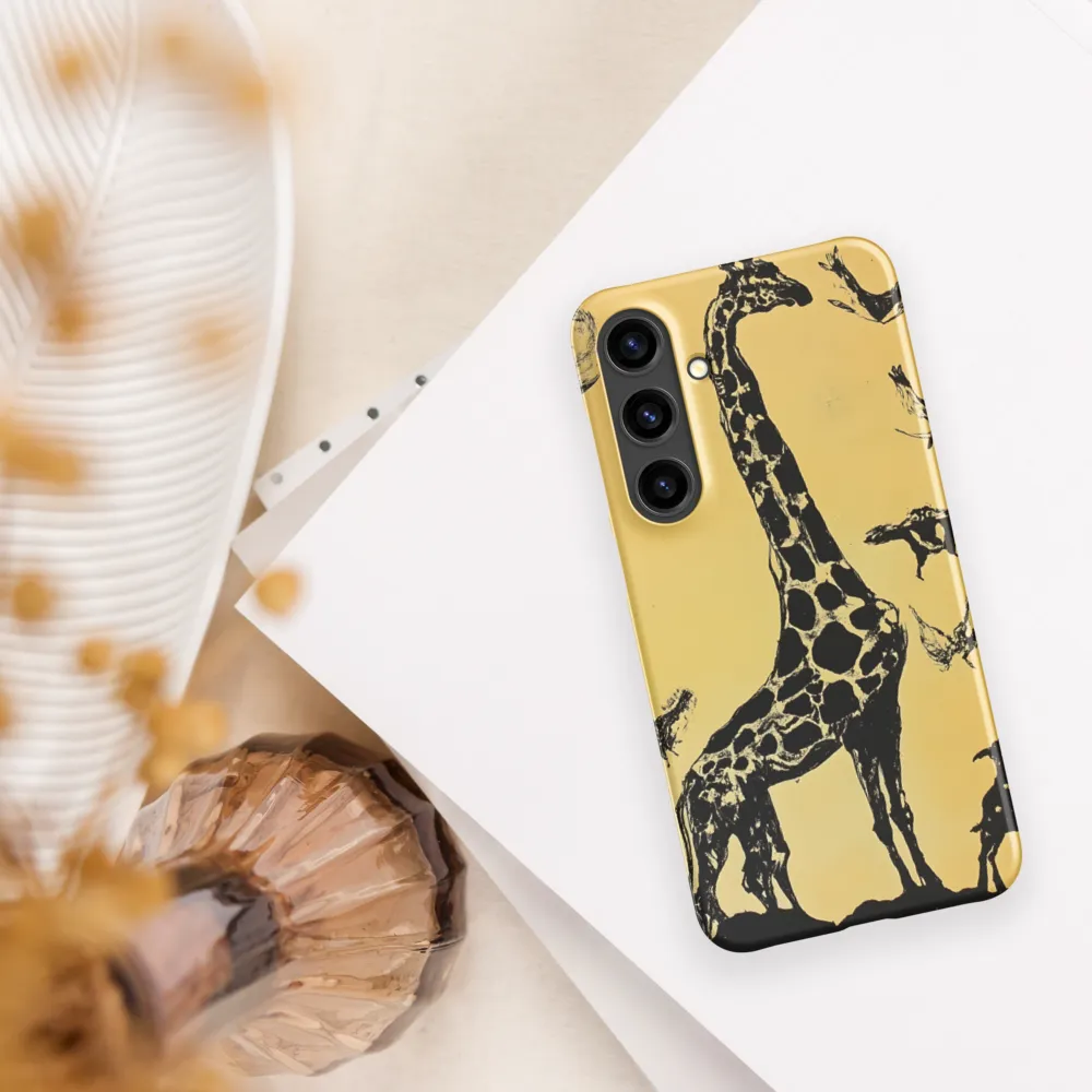 Whimsical Harmony of Giraffe and Birds