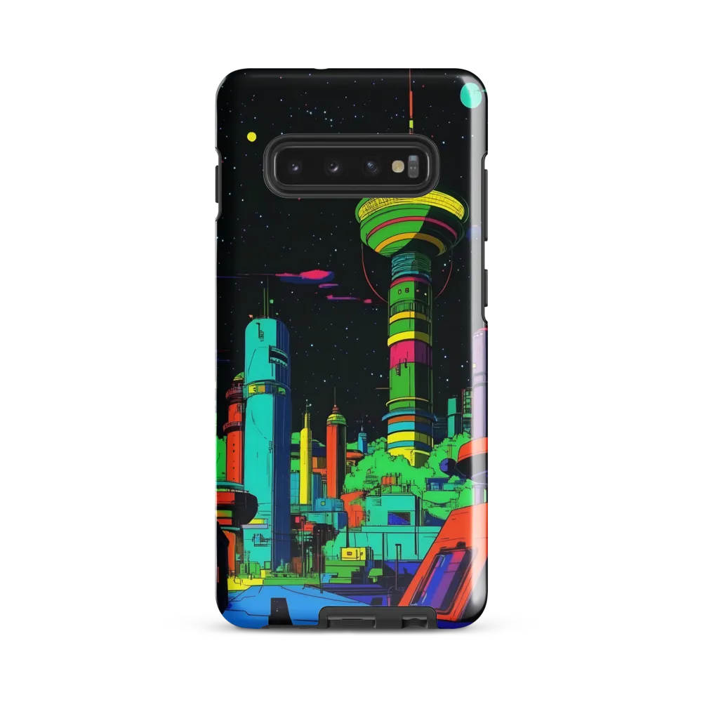 Neon Dreams: A Futuristic Cityscape | Phone Case |  S10 Plus | Tough Case | Glossy