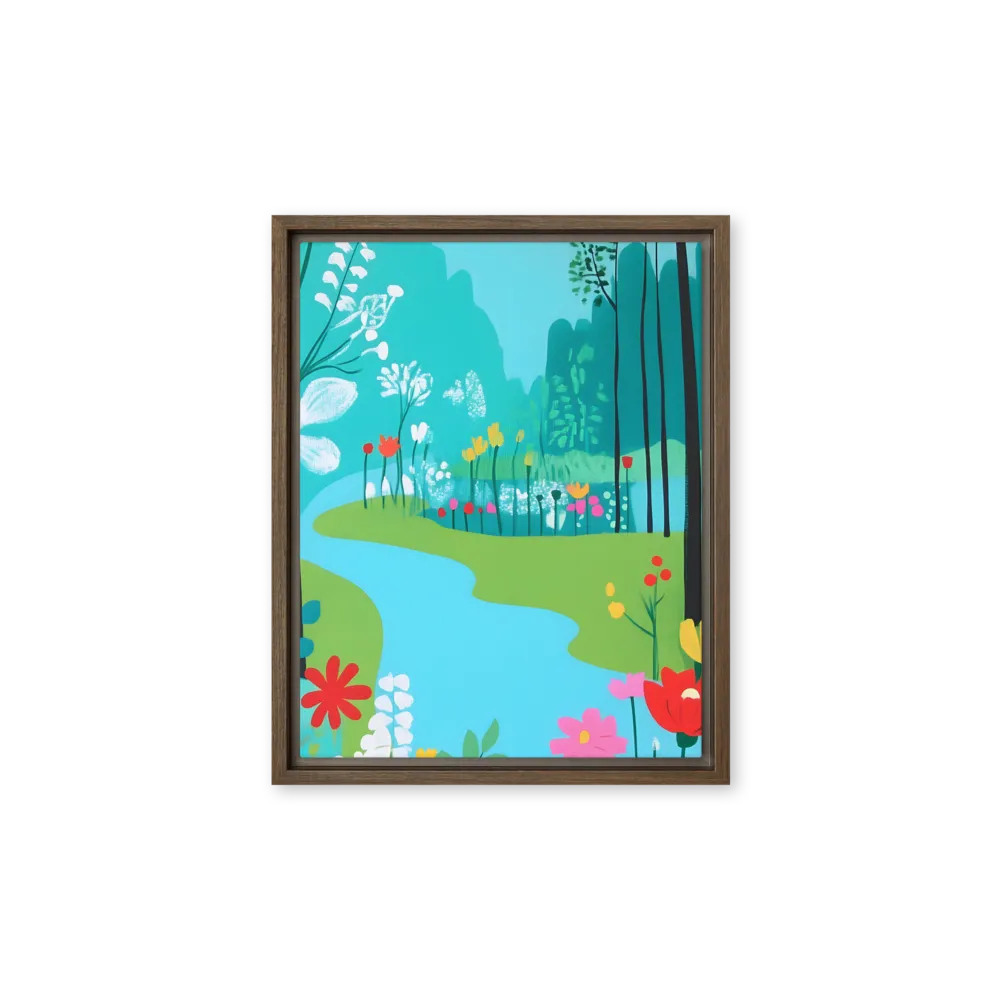 Whispers of Spring: A Colorful Retreat | Canvas with Brown Frame | 11″×14″