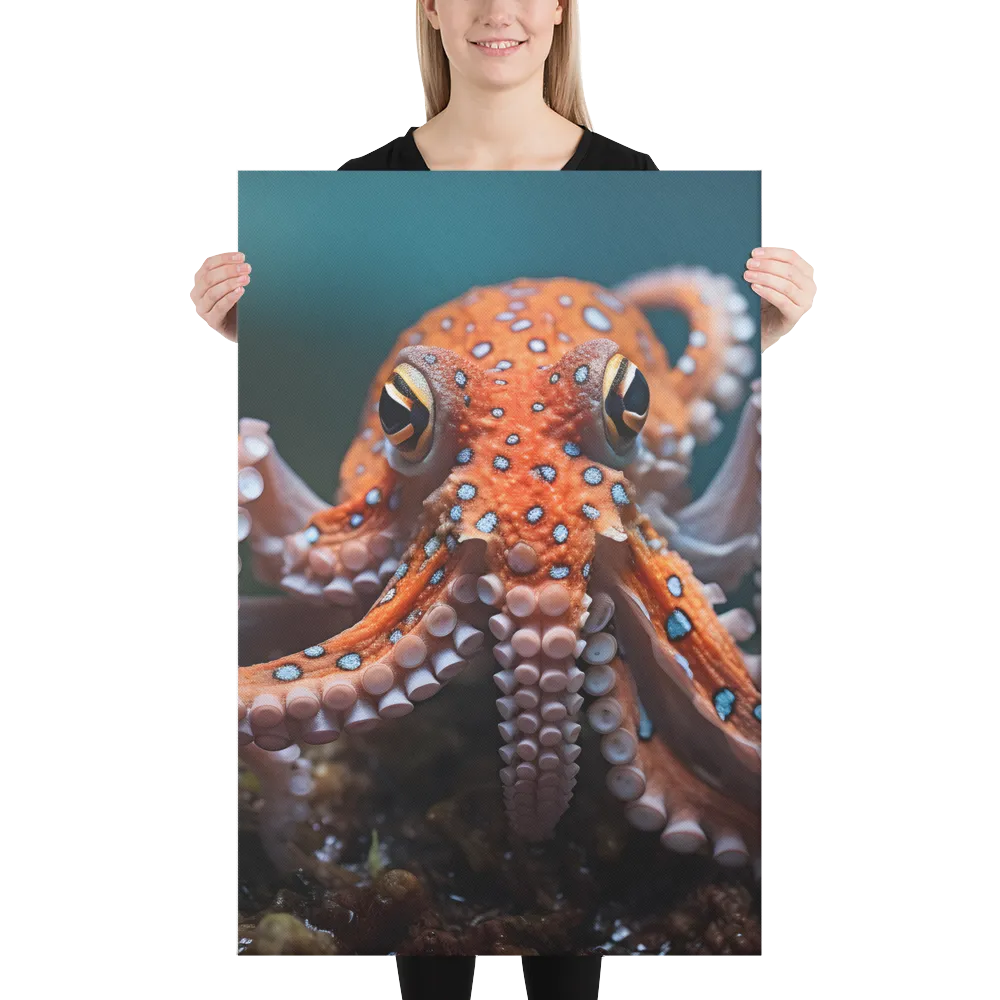 Curiosity of the Deep: The Orange Octopus | Canvas | 24″×36″