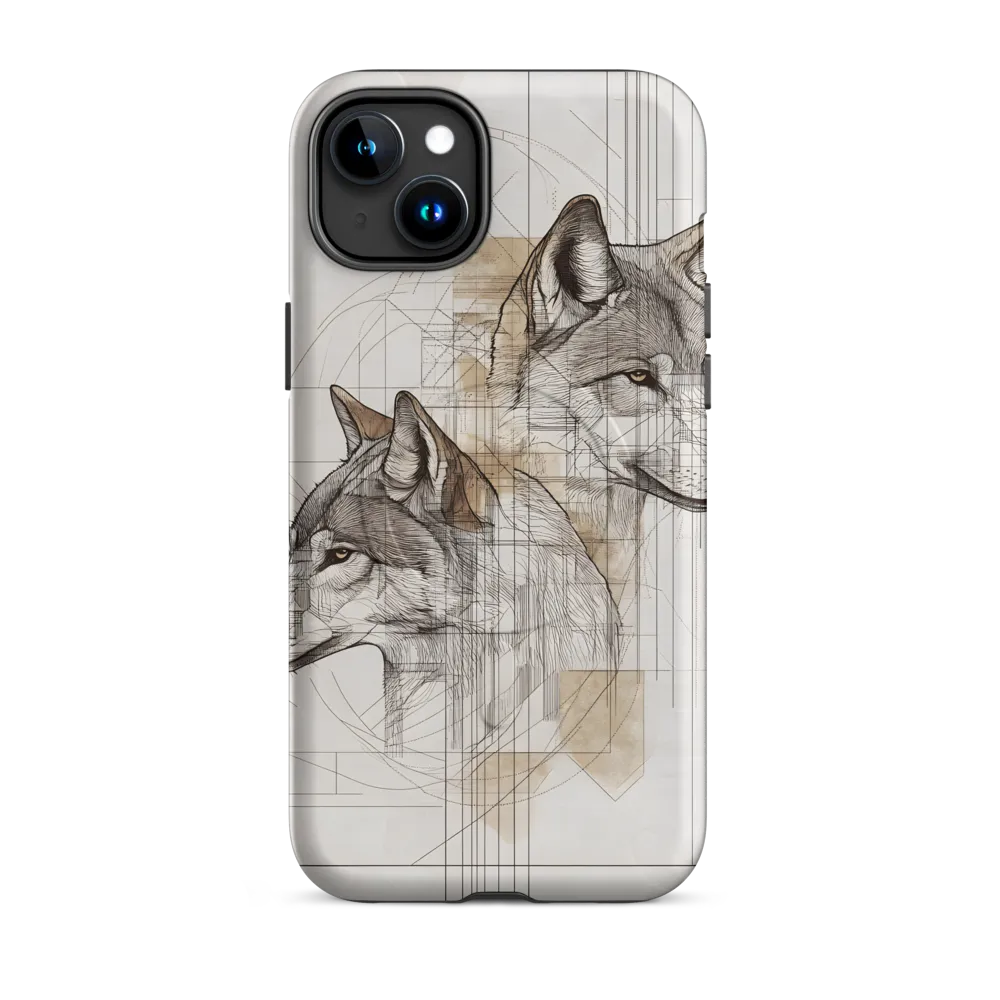 Geometric Harmony: The Essence of Wolves | Phone Case |  15 Plus | MagSafe® Tough Case | Matte