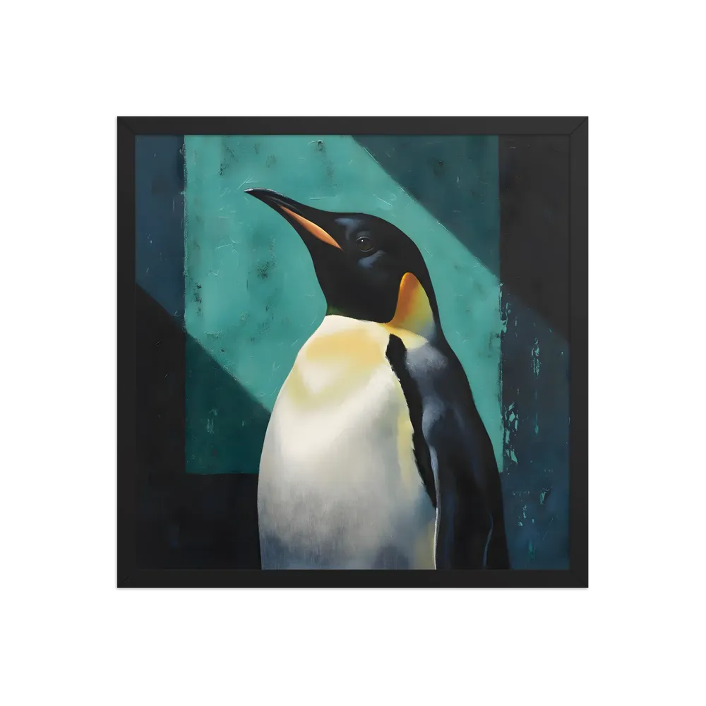 Regal Penguin 
 Poster with Black Frame | 18″x 18″