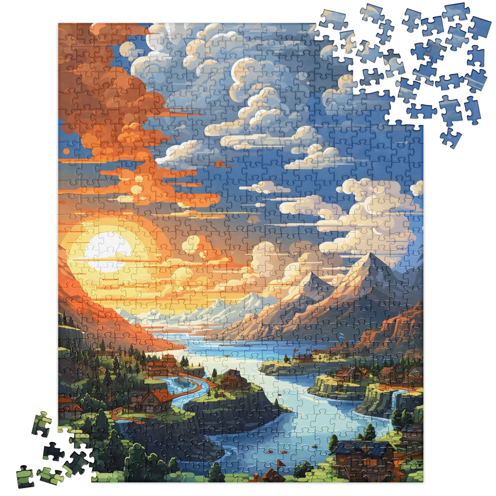 Tranquil Sunset Over Serene Landscape | Jigsaw Puzzle | 520 pieces