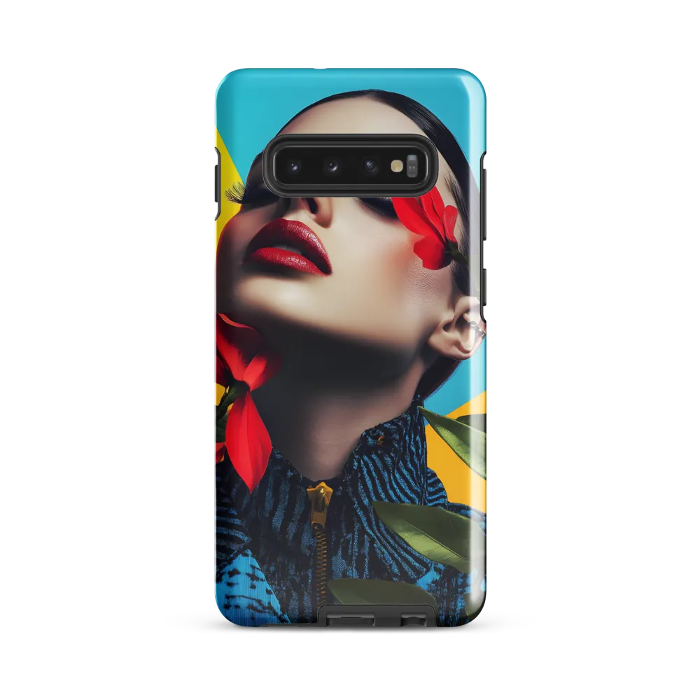 Floral Serenity: A Contemporary Portrait | Phone Case |  S10 Plus | Tough Case | Glossy