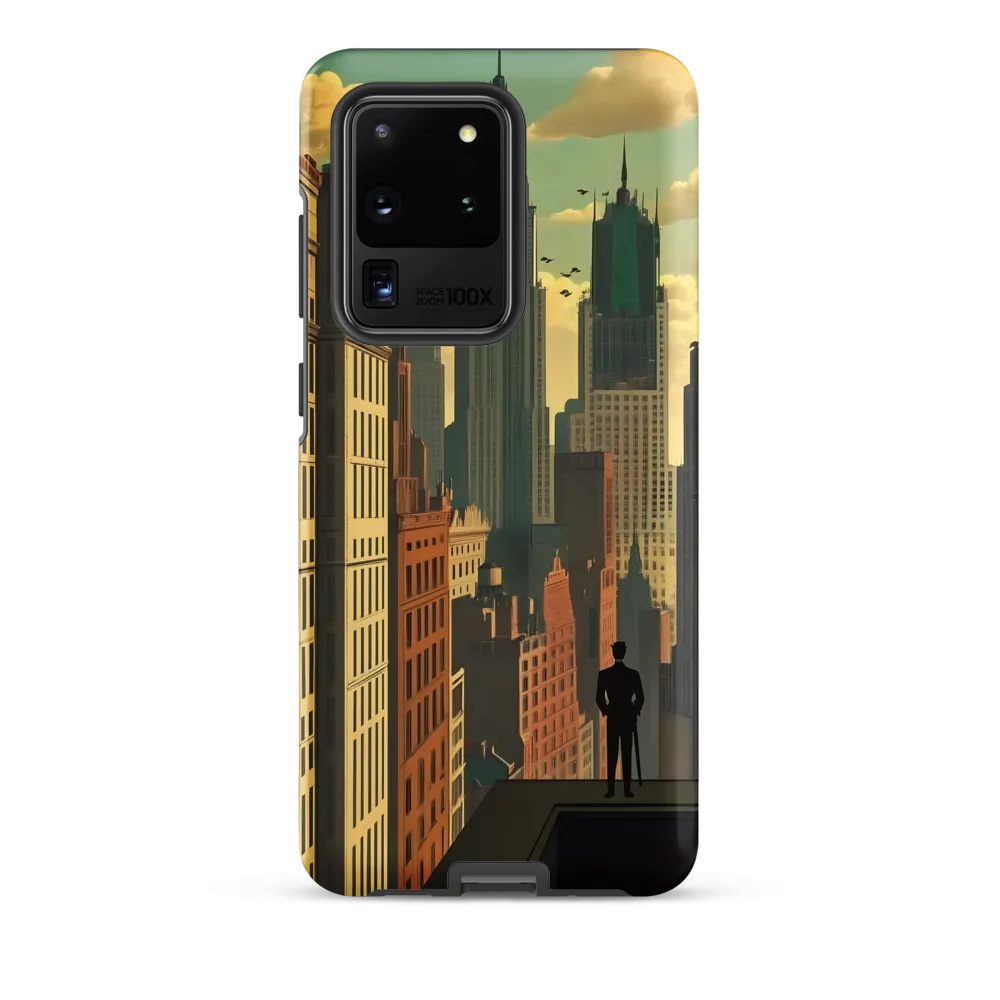 Urban Dreams: A Silhouette in Art Deco Cityscape