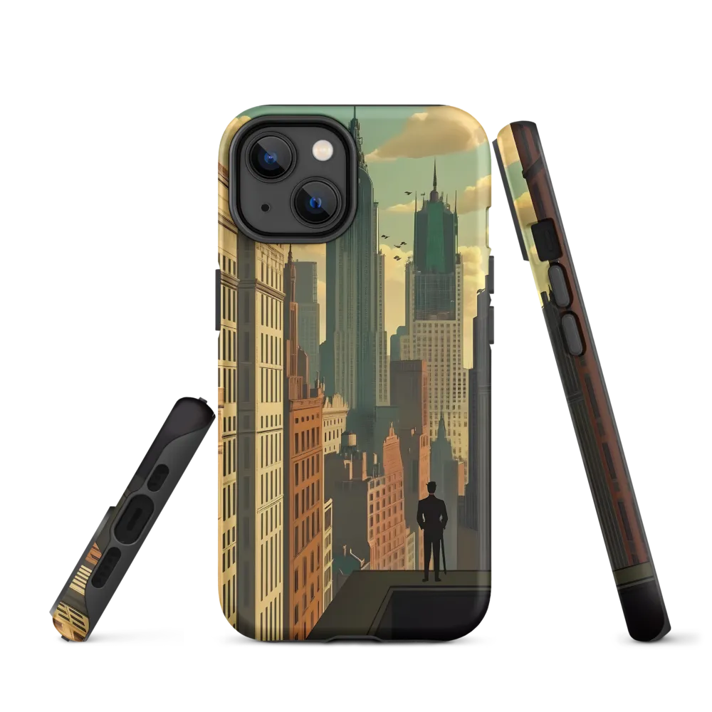 Urban Dreams: A Silhouette in Art Deco Cityscape