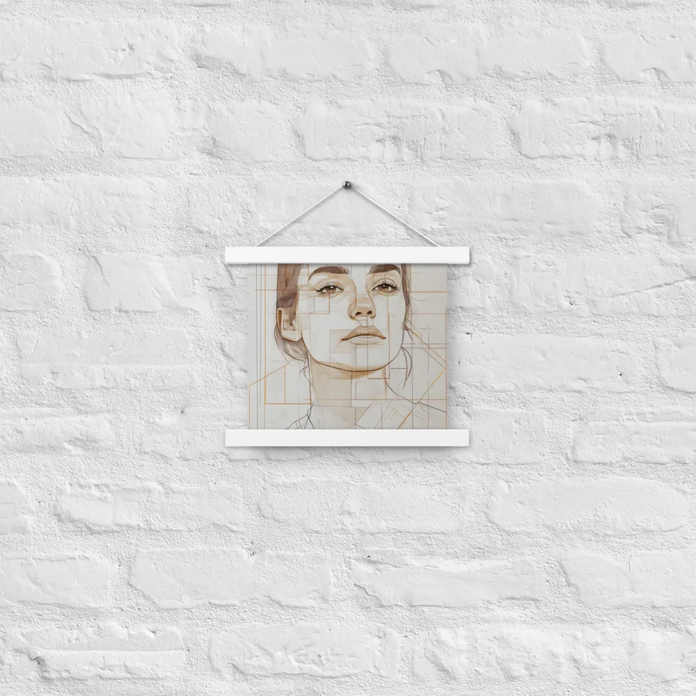 Geometric Serenity: A Minimalist Portrait | Poster With White Wood Hanger | 10″×10″