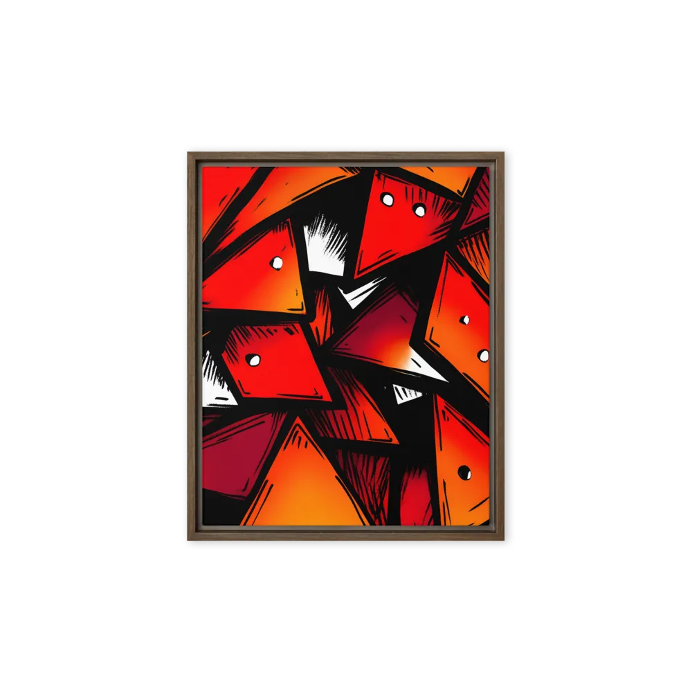 Dynamic Geometry of Red and Orange | Canvas with Brown Frame | 8″×10″