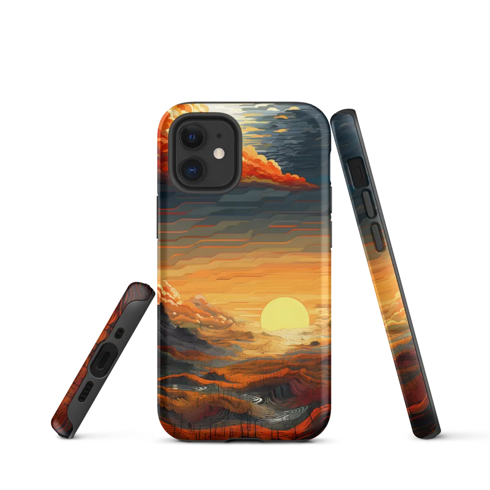 Ethereal Sunset: A Serene Landscape in Flowing Forms | Phone Case |  12 mini | Tough Case | Matte