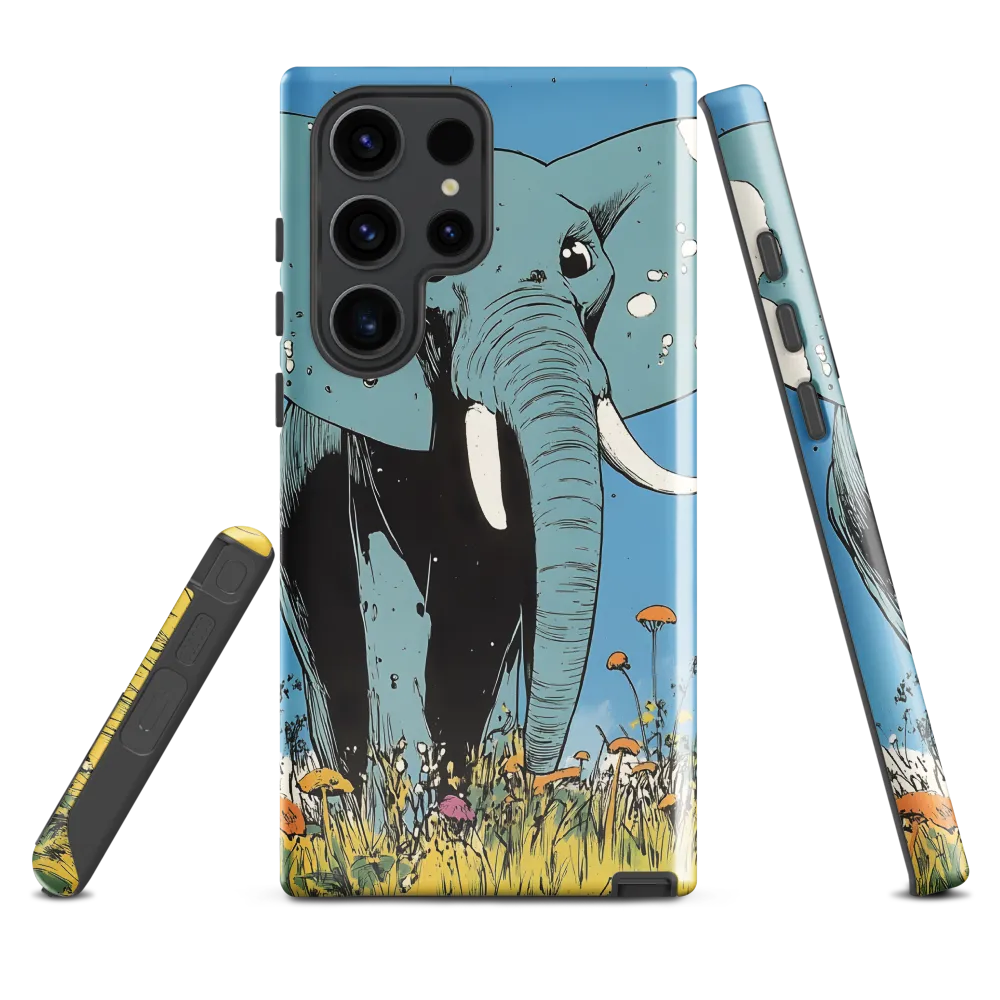Whimsical Blue Elephant in Bloom