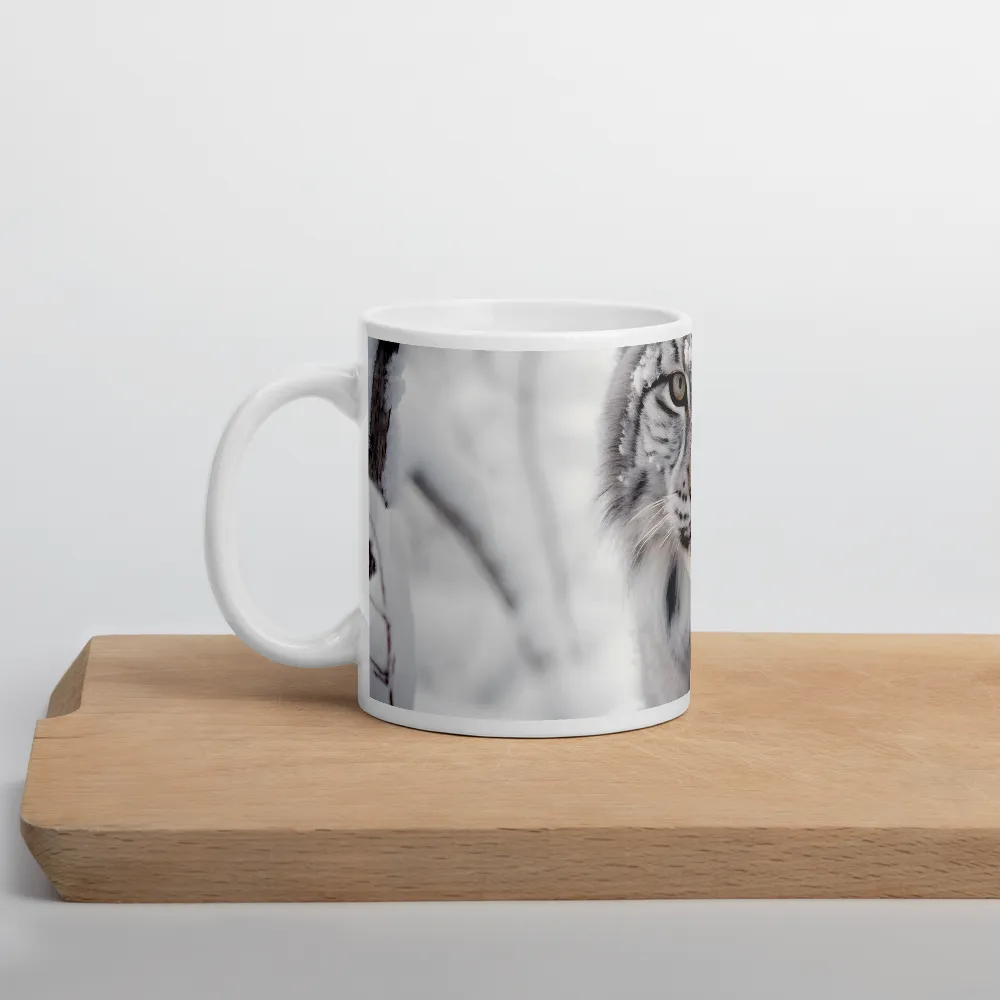 Whispers of Winter: The Lynx in Snow | Mug with White inside | 11 oz