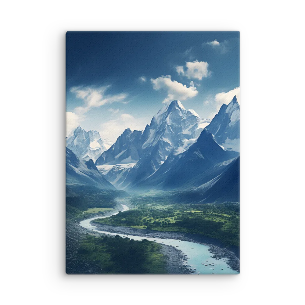 Majestic Serenity: A Landscape of Mountains and Rivers | Art Print